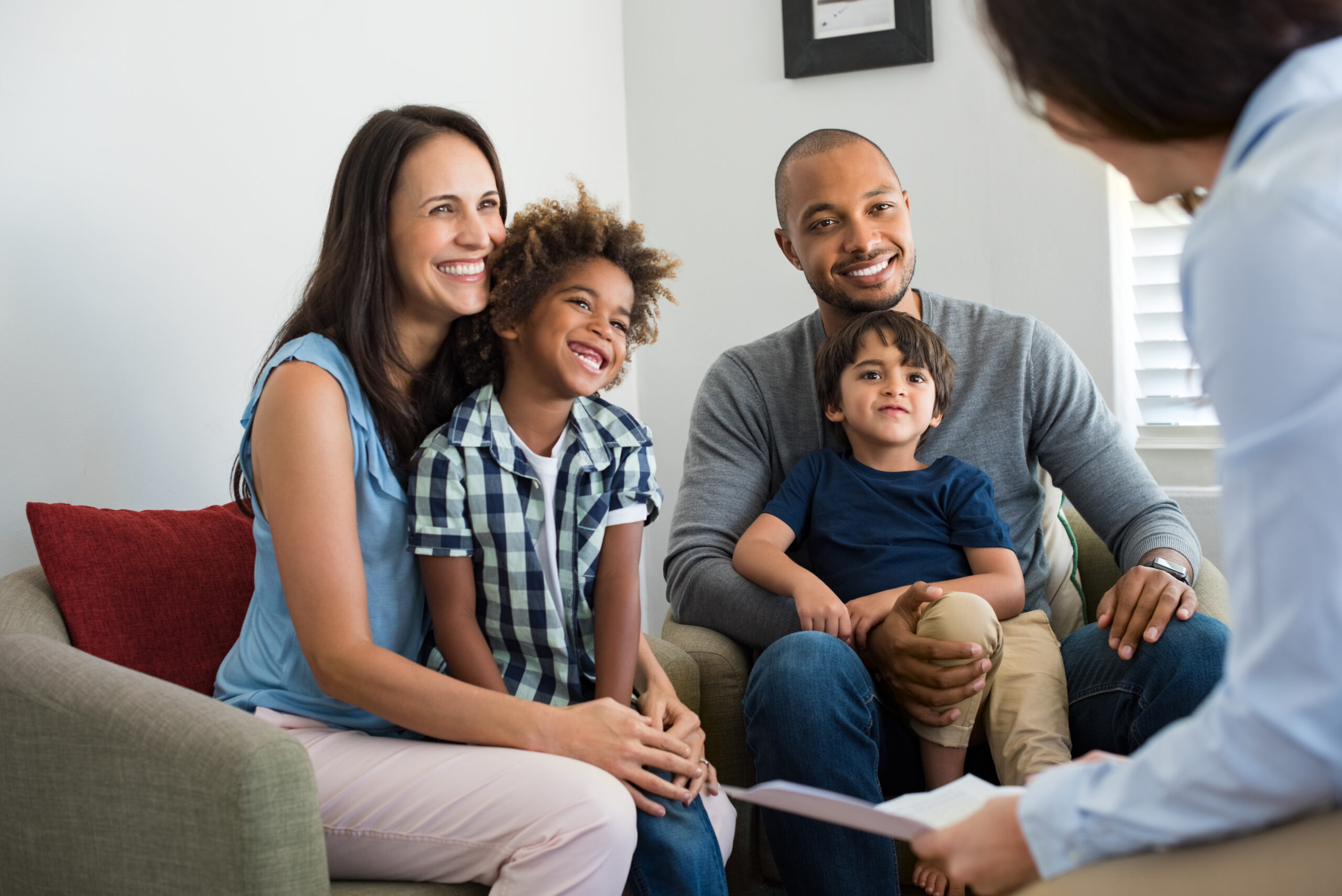 Claire consulting with a family